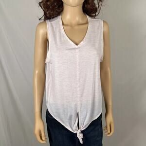 Apana Pink Athletic Tank Top Shirt Sleeveless Size Medium V-Neck Tie Casual
